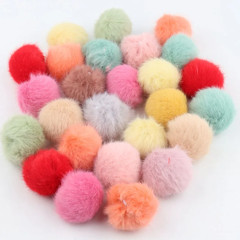 25mm Fur Pompom Balls Imitation Mink Hair Plush Pompoms Balls DIY Pompon Material Craft Supplies Pendant Hair Accessories