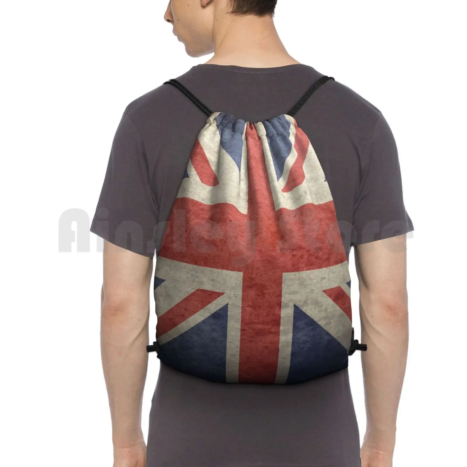 Uk Flag Pillow-Union Jack Cushion Backpack Drawstring Bag Riding Climbing Gym Bag Union Jack Uk Flag Flags United Kingdom