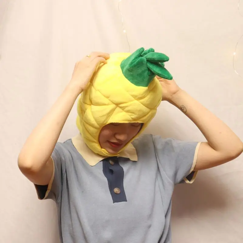 Funny Pineapple Fruit Plush Hat Christmas Cosplay Party Costume Cap Photo Prop 649C