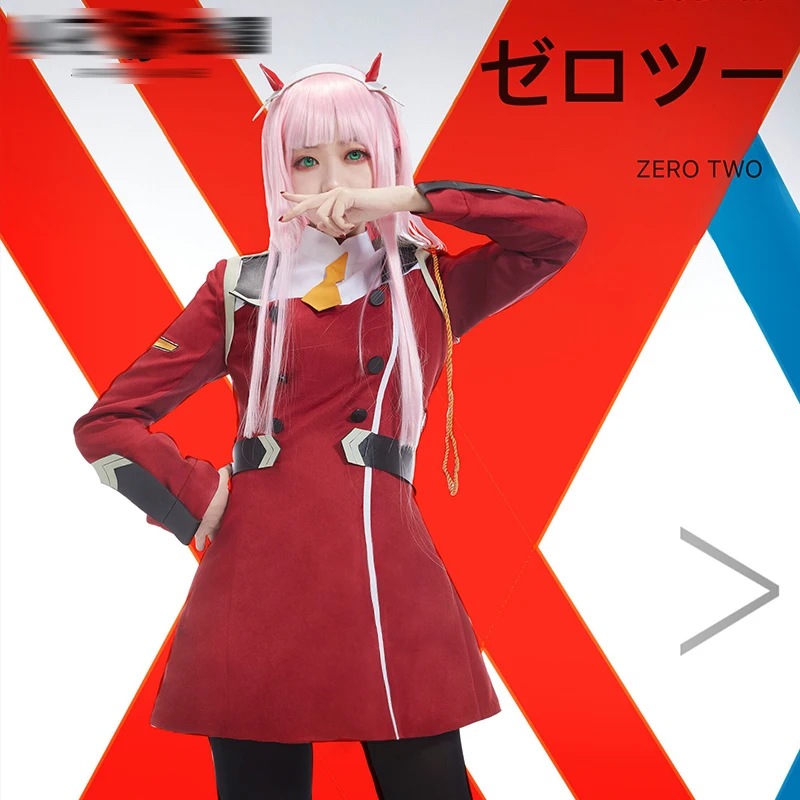 

Anime Darling in the Franxx Heroine Cos Clothing 02 Strelizia Red Uniform Dress Cosplay Costume A