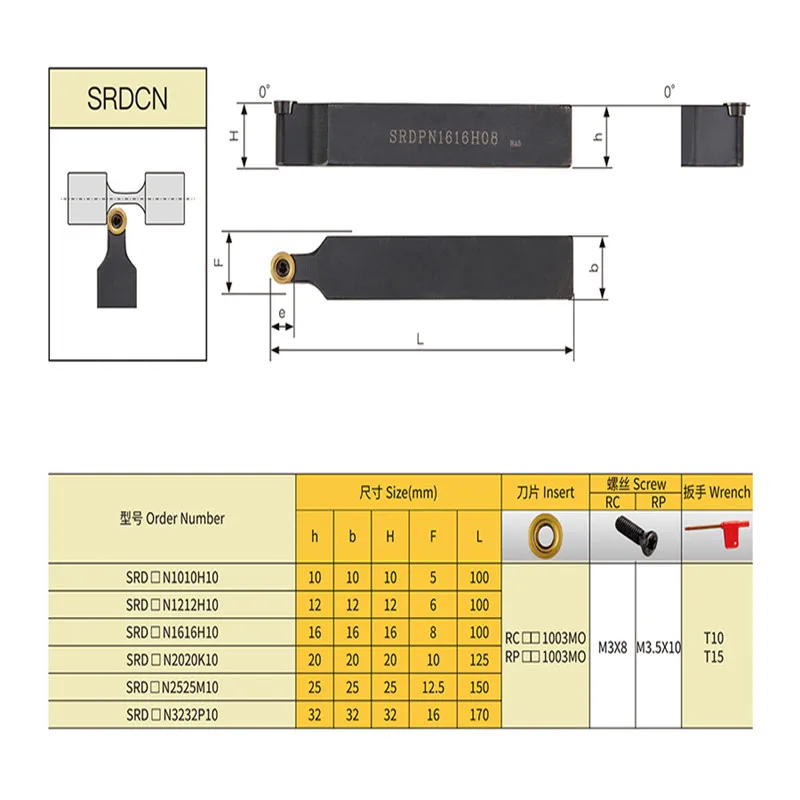 SRDPN1010H10 SRDPN1212H10 SRDPN1616H10 Threaded tool holder +10PCS RPMT10T3MO RPMW R5  tool holder