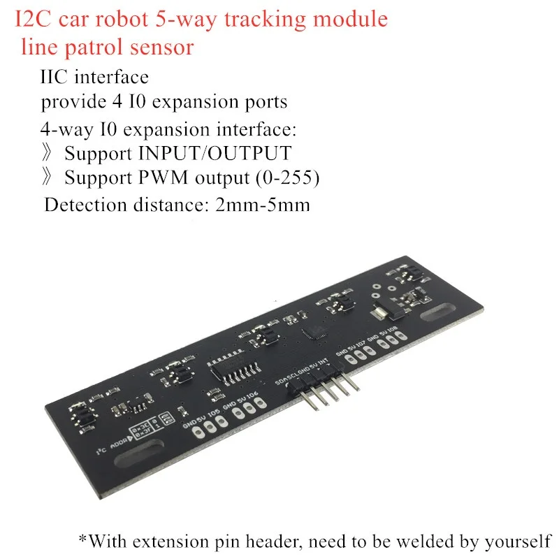 I2C car robot 5-channel tracking module line patrol sensor infrared tracking black and white line recognition IIC interface