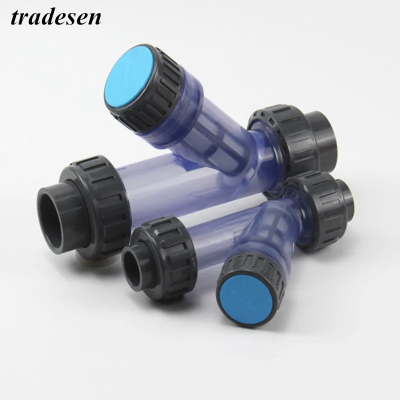 

1Pcs I.D20~63mm Transparent UPVC Y-Type Water Filter Aquarium Fish Tank Pipe Connector Irrigation System Garden Filters Fittings