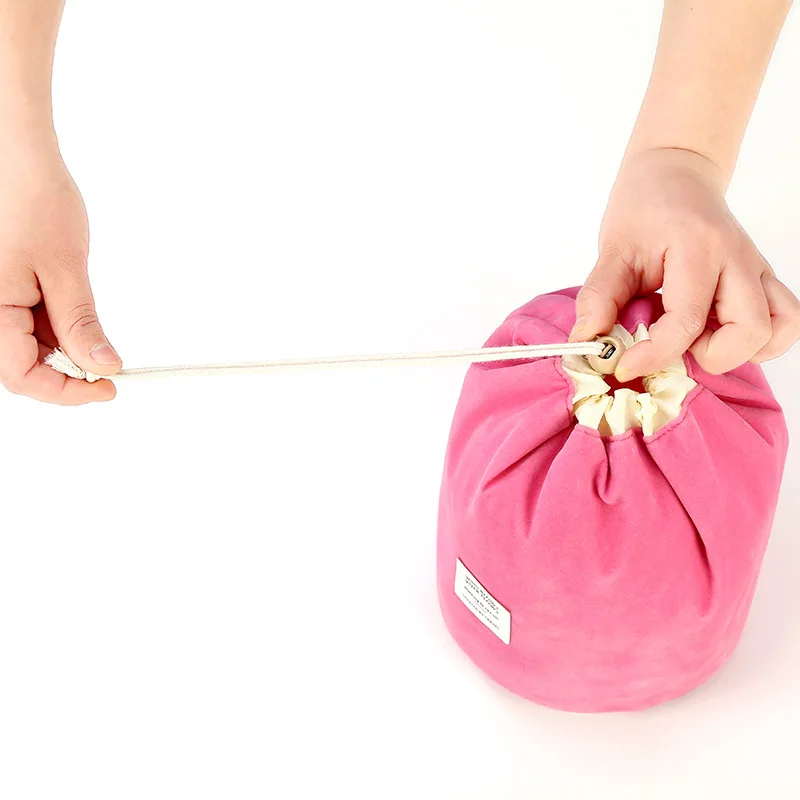 Makeup Storage Bag Drawstring Convenient Flannelette Cylinder Travel Desktop Cosmetics Organizer Home Decoration Flower Pot