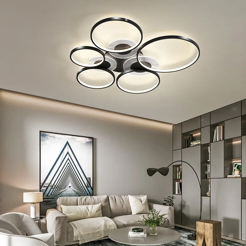 Modern living room LED ceiling lamp black/gold bedroom chandelier villa room lighting hotel lobby lamp study ceiling lights