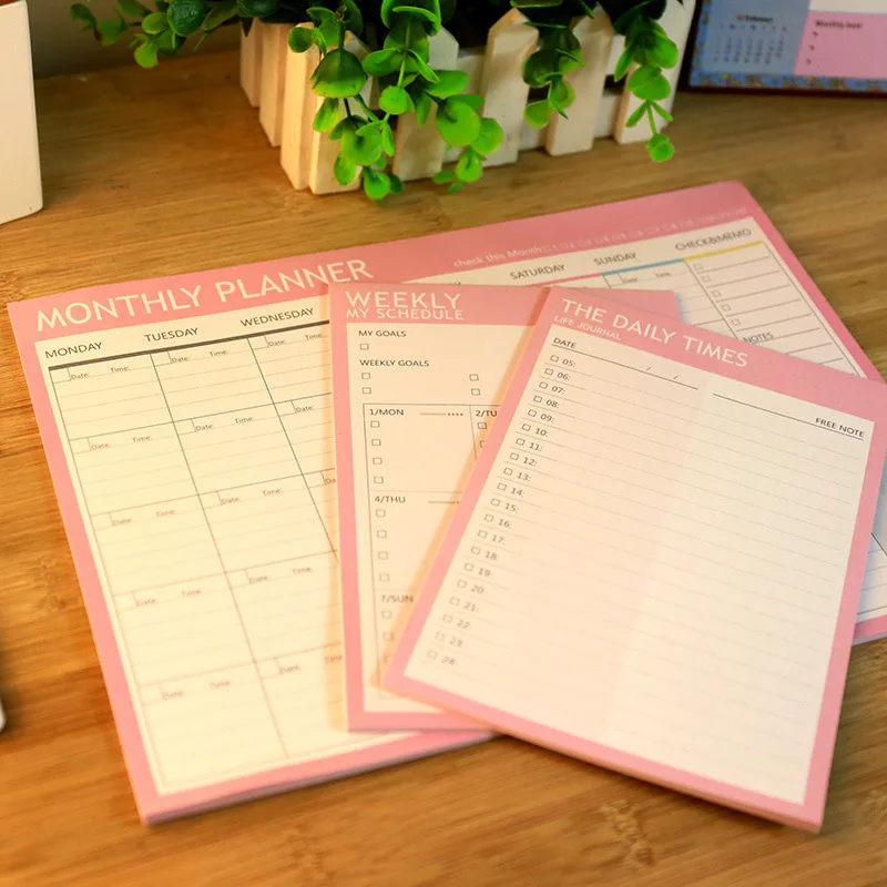 Bloc de notas de papelería coreana, planificador semanal de mes, Mini cuaderno para estudiante compañero de clase, pegatinas de regalo, plan de
