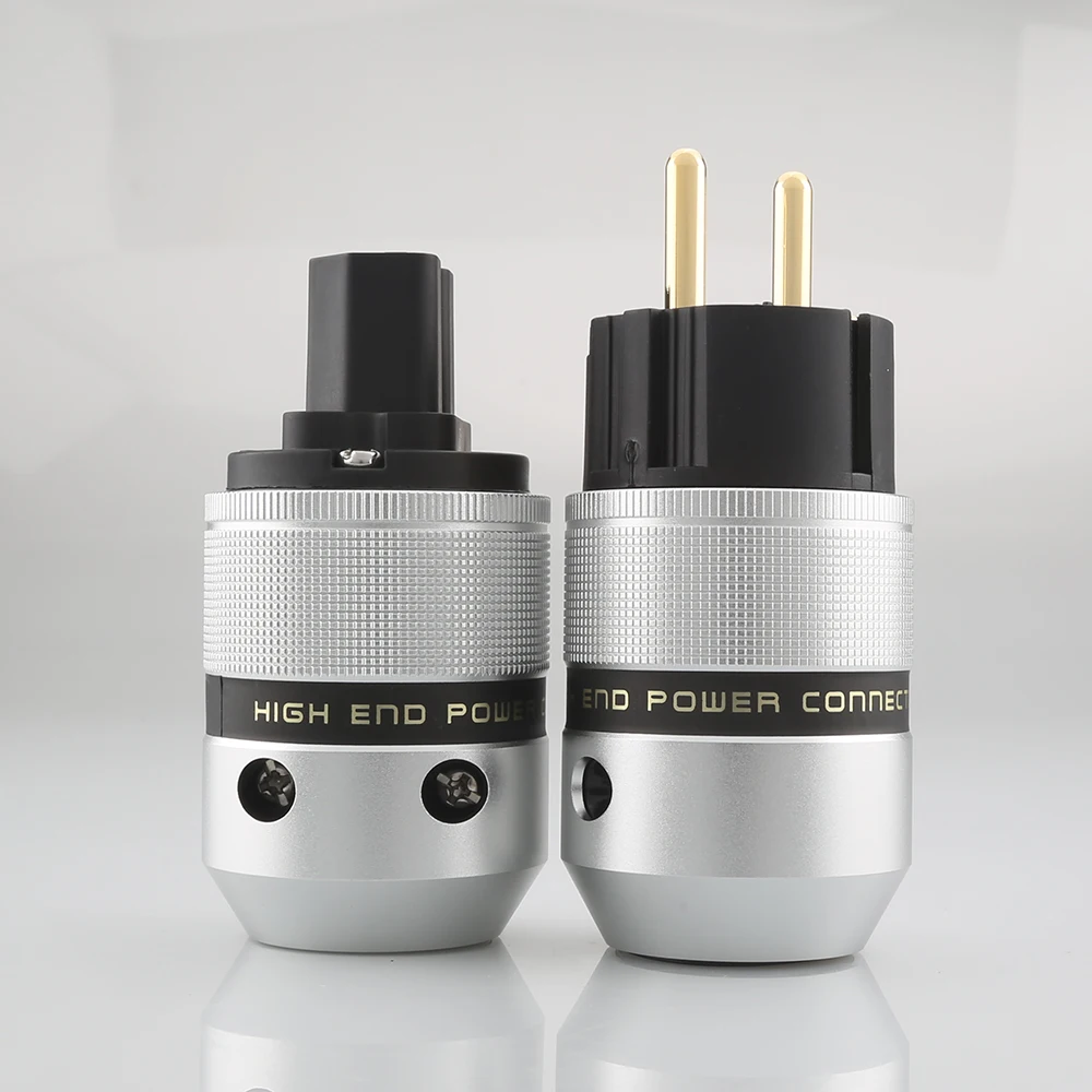 

Hi End Audio Aluminum Gold Plated Schuko Power Plug Connector+IEC Female Plug