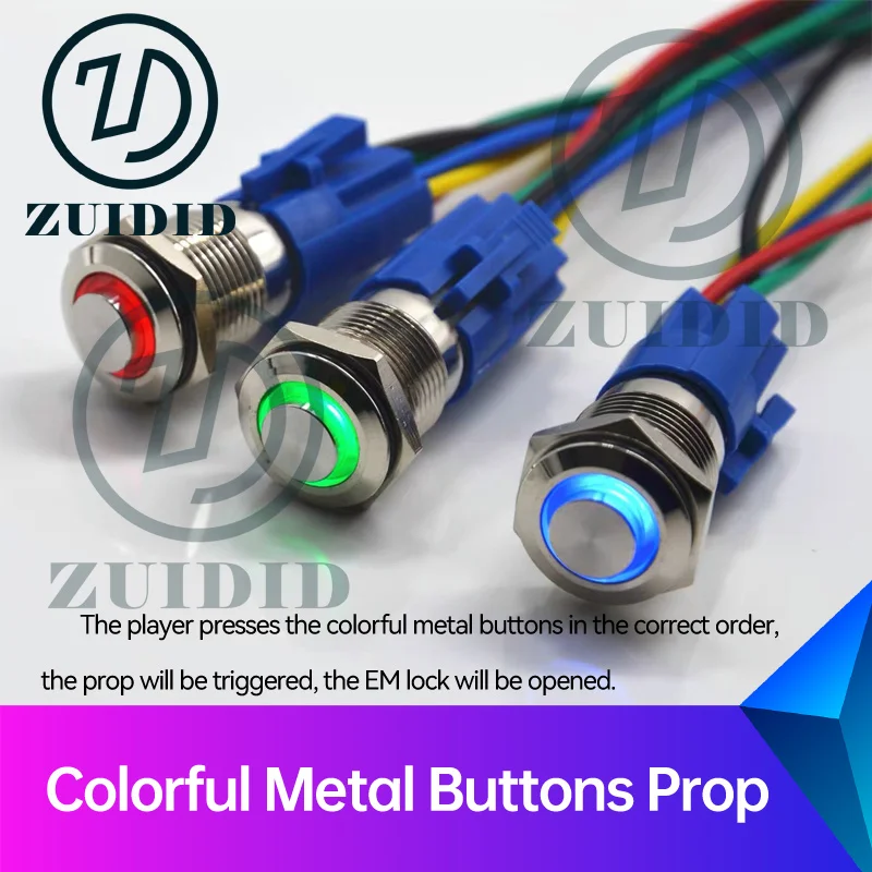 ZUIDID escape room props Colorful Metal Buttons presses the colorful plastic buttons in the correct order to unlock