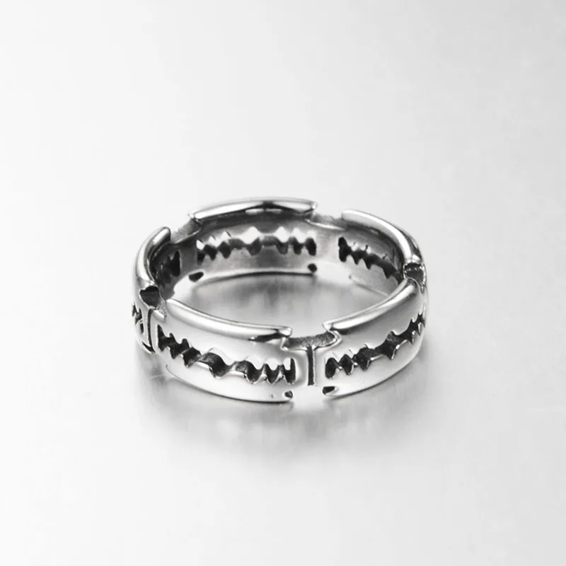 Charm Stainless Steel Hip Hop Bladed Ring Fashion Punk Rock Black  Silver Color Ring Lover Couple Rings for Man And Women Ring