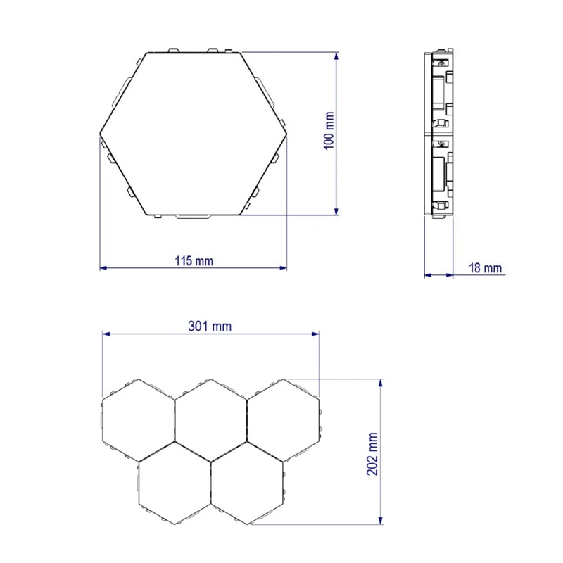Modern LED Touch Sensitive Hexagonal Night Lights Quantum Modular LED Night Light Creative Bedside Room Art Decoration Wall Lamp