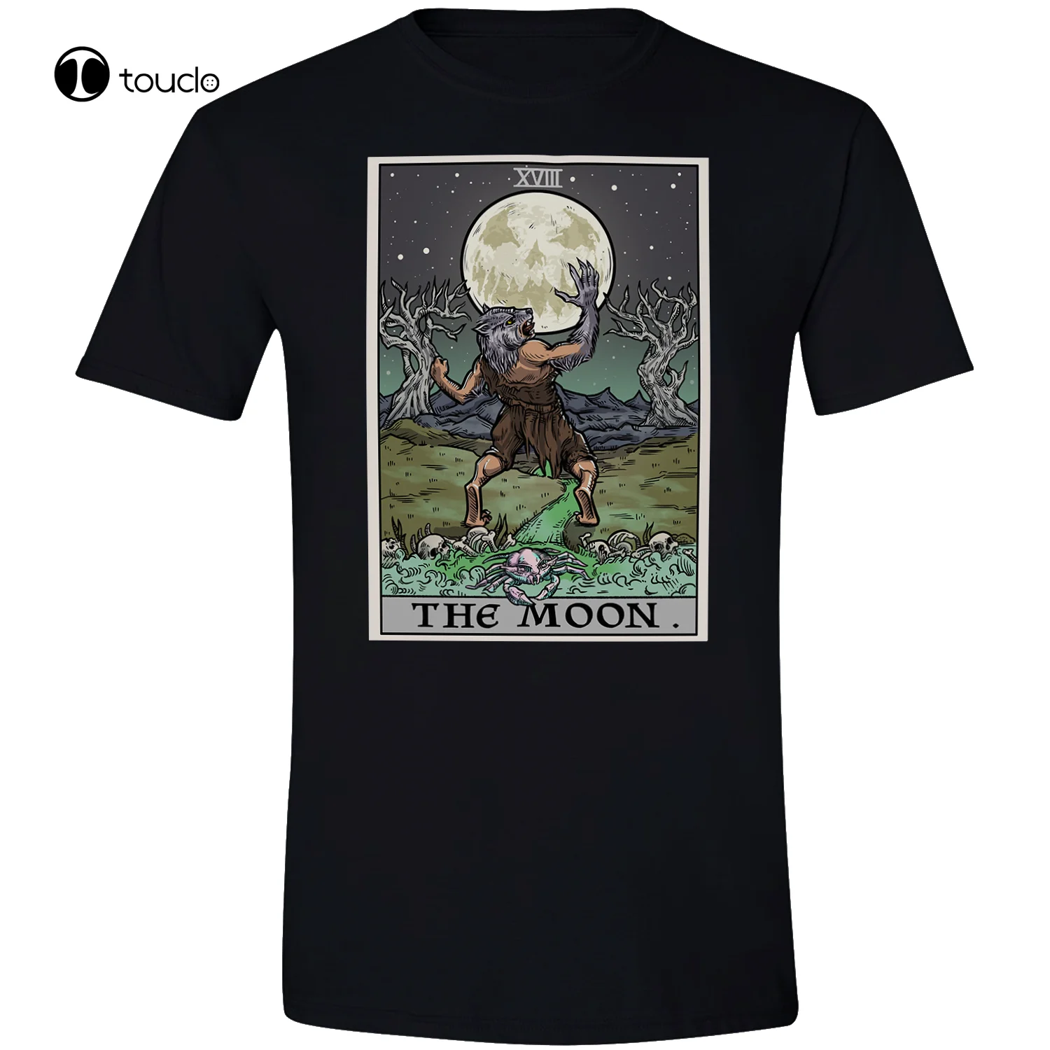 The Moon Tarot Card T Shirt Halloween Werewolf Gothic Clothing Spooky Goth Witch