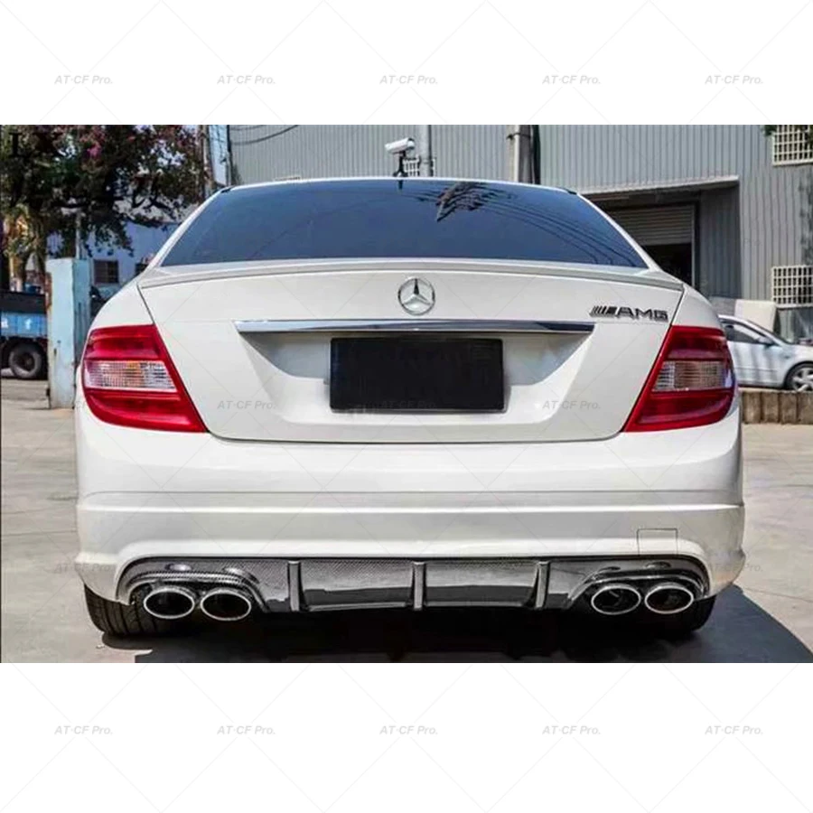 for W204 Carbon Fiber/FRP Rear Bumper Diffuser Lip Spoiler for Benz C-Class W204 C63 AMG C300 Sport Sedan Coupe 2008 - 2011