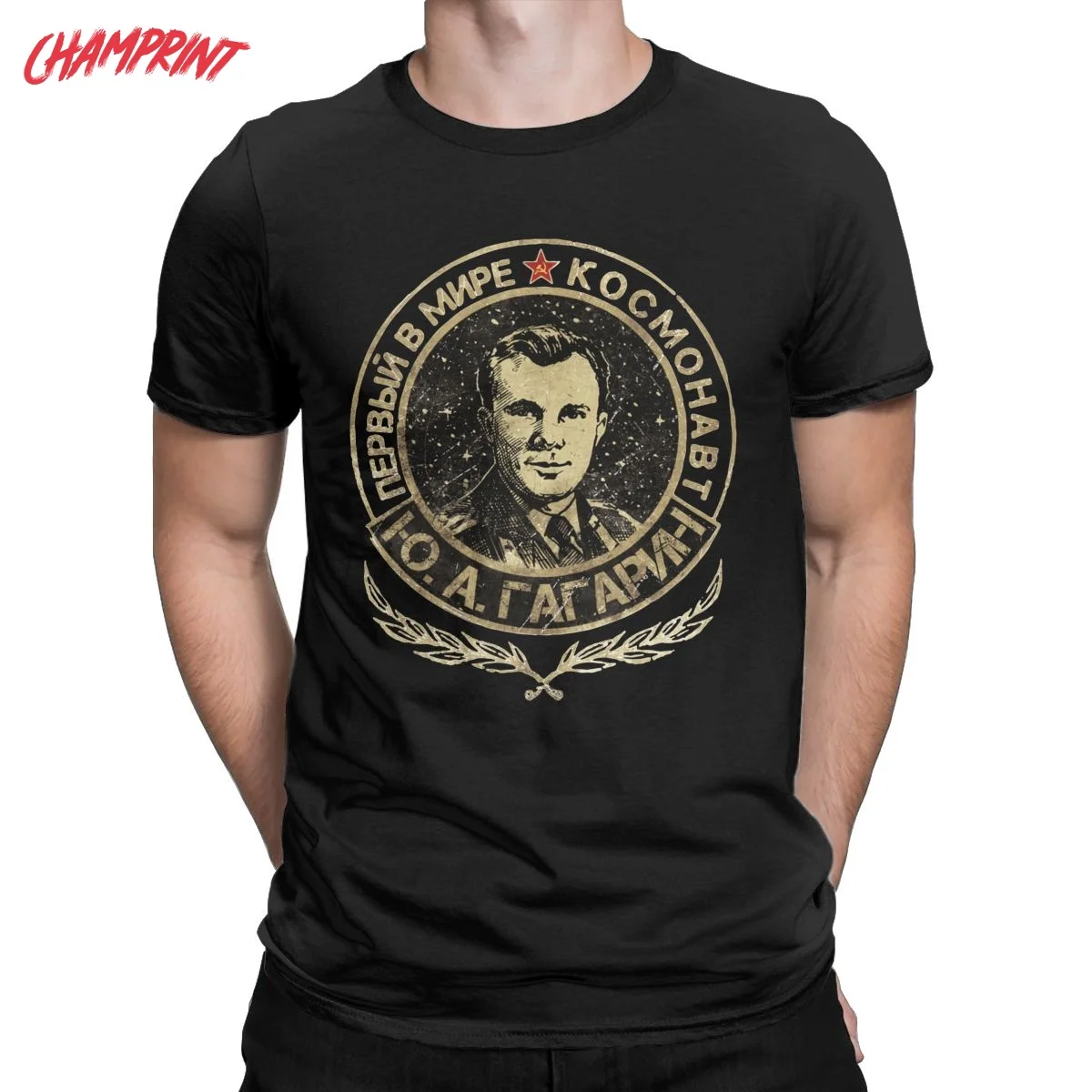 Hipster Yuri Gagarin T-Shirts for Men Cotton T Shirts USSR Cosmonaut Soviet Union Astronaut CCCP Tee Shirt Gift Idea Clothes