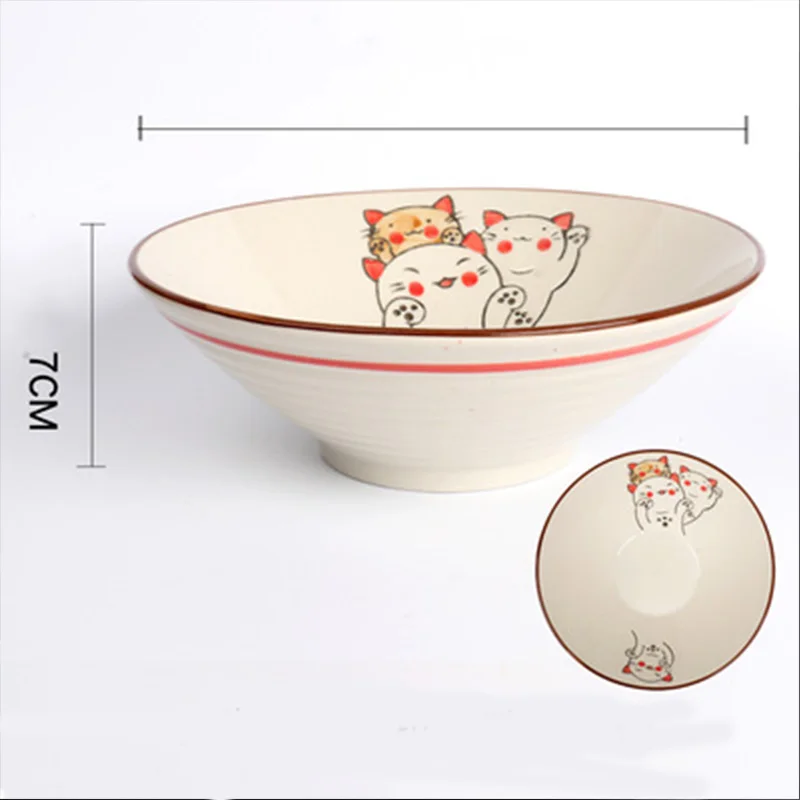 Japanese Style Ramen Bowl Restaurant Noodle Tableware High Capacity Kitchen Ceramic Salad Soup Bowl Food Container Dinnerware