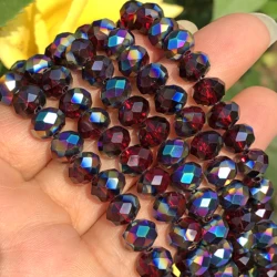 Faceted Rondelle Beads Red Blue Austrian Crystal Glass High Quality Loose Spacer Beads For Jewelry Making Diy Bracelet 4/6/8MM