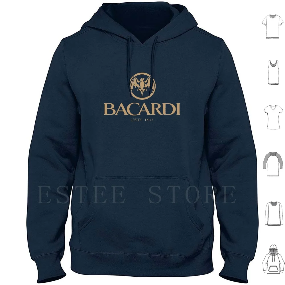 Bacardi Estd. Sudadera con Capucha de Manga Larga 1862, Bacardi Rum, Grey Goose Vodka, Patrón Tequila, Dewars Blended Scotch Whisky, Gin, Vermouth