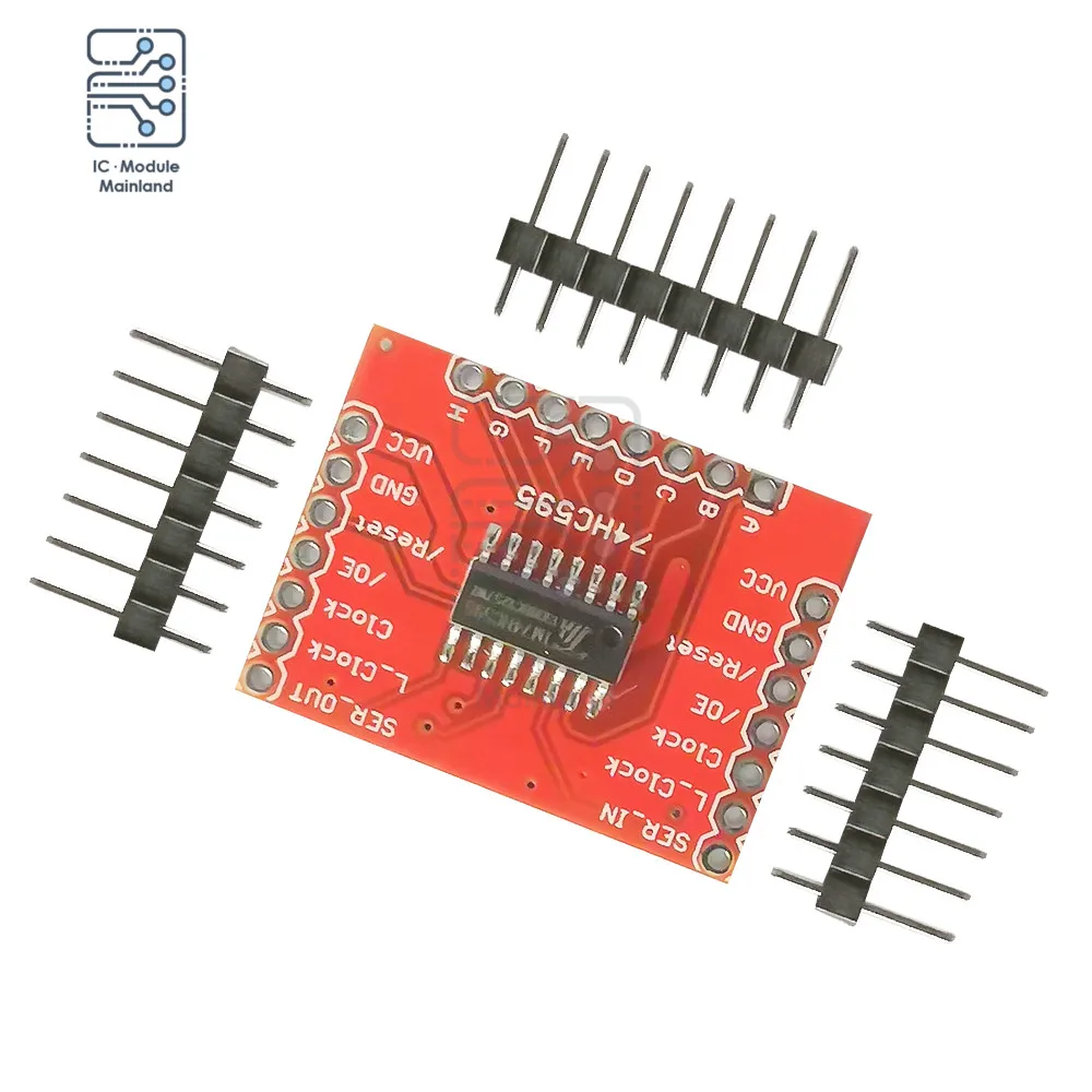 DC3.3-5V 74HC595 Expansion Module Shift Register + Pin header Low Power Consumption Standard Serial (SPI) Interface