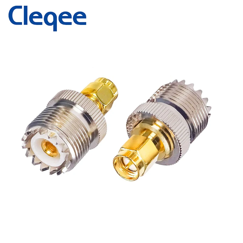 Cleqee 2Pcs Uhf Vrouwelijk Naar Sma Male PL-259 Dus-239 Rf Coax Adapter Connector Pl259 Converter