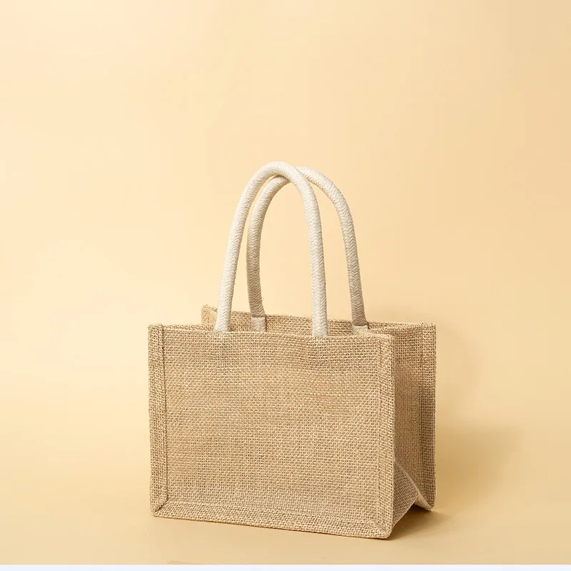 100 Pcs Gift Packaging with 100% Jute Stacking Shopping DIY Eco-friendly Linen Tote Bag Custom Gift Box with Logo