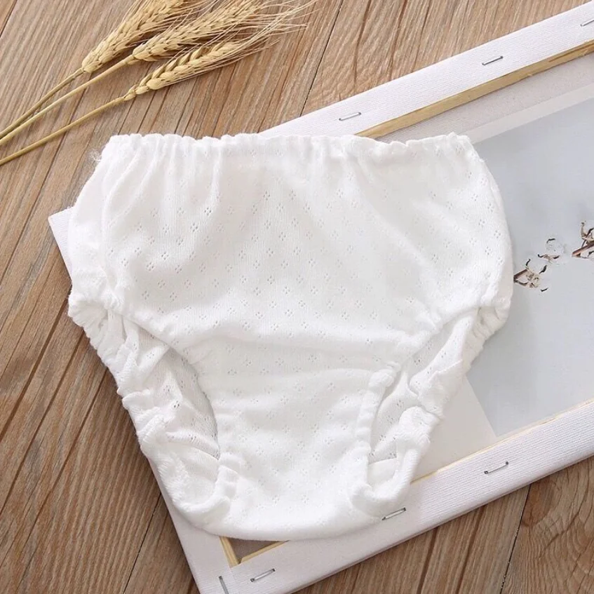 [3-pcs] Four Seasons  Cotton Thin Baby Underpants Boys Bread Briefs Boys Girls Baby Underwear Children White Underwear