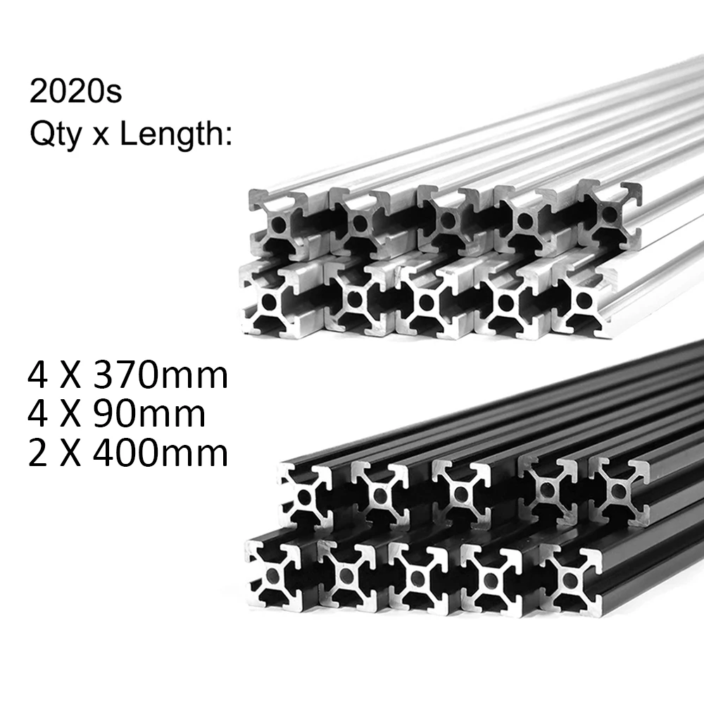 

2020 Series Size: 4 x 370mm, 4 x 90mm, 2 x 400mm T Slot Aluminum Extrusion Profile