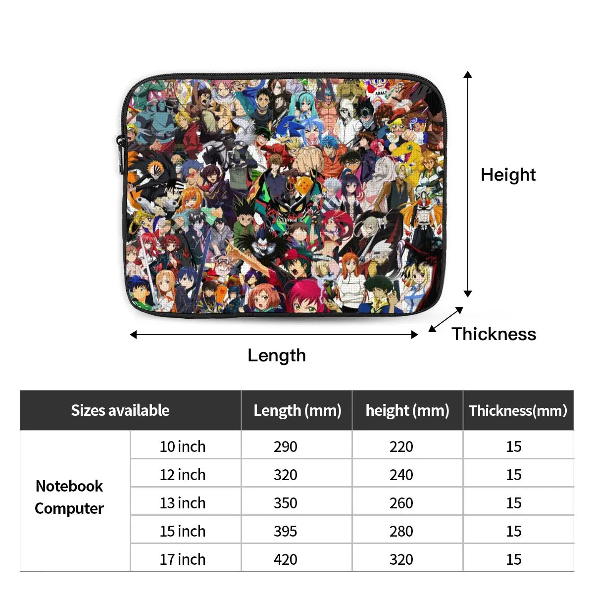 All Anime Computer ipad Laptop Cover Case Laptop Sleeve Bag Portable Cover Fundas Pouch