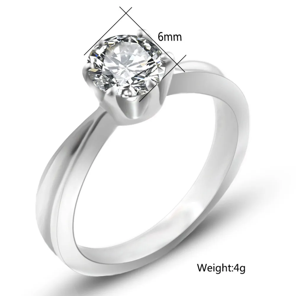 AAA Cubic Zirconia Channel setting Stainless Steel Wedding Rings for women Jewelry Accessories Ring Wholesale