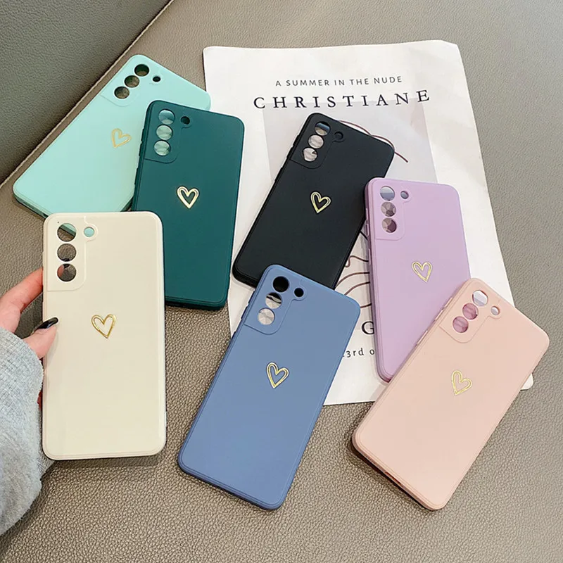 Cute Love Heart Phone Case For Samsung S25 S24 S23 S22 Ultra S20 FE S21 Plus Note 20 A53 A33 A13 A22 A52 A72 A42 A32 A12 Cover