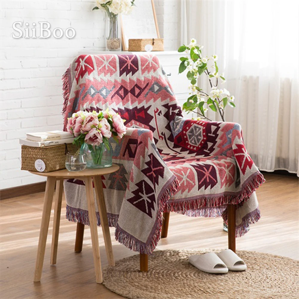 

Red Cotton/poly sofa cover sofa towel American classic knitted sofa/chair blanket duplex slip-resistant vintage sofacover SP2190