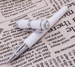 Fuliwen 2051 Metal Rollerball Pen, Fresh Fashion Style Fine Point 0.5mm Beautiful White for Office Home School, Men and Women