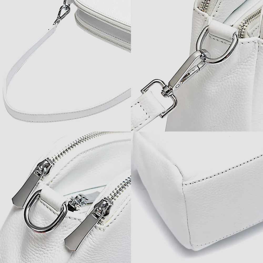 2024 Hot White Bag For Women 100% Genuine Leather Fashion Zency Women Small Shoulder Bag Crossbody Purse Black Cartera Mujeres