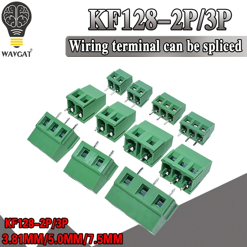 KF128-2P KF128-3P 3.81 5.0 7.5 2.54mm PCB Screw Terminal Block Splice Terminal KF120-2.54 DG308 MG128