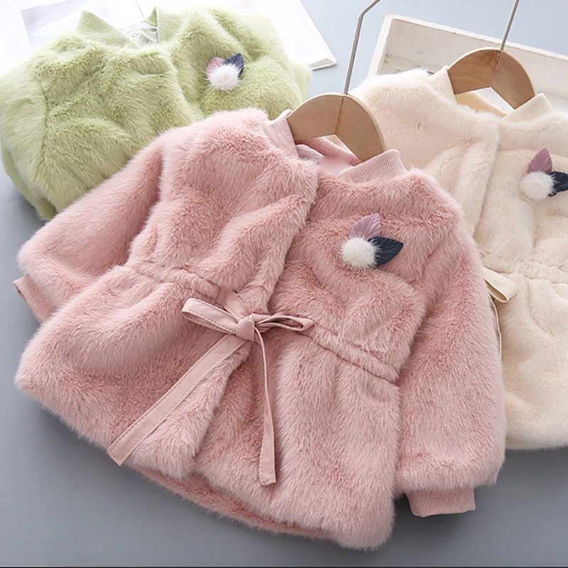 

Baby Girls Faux Fur Jacket Coat 2020 Autumn Winter New Warm Thickening Kids Outwear Children's Clothing Fur Baby Girl Jacket