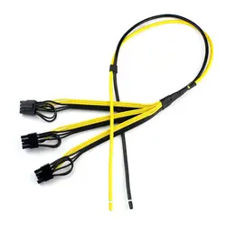 70/100cm Power Supply Cable 6+2 Pin Card Line 1 to 3 6pin + 2pin Adapter Cable 12AWG+18AWG Splitter Wire for Miner Mining BTC