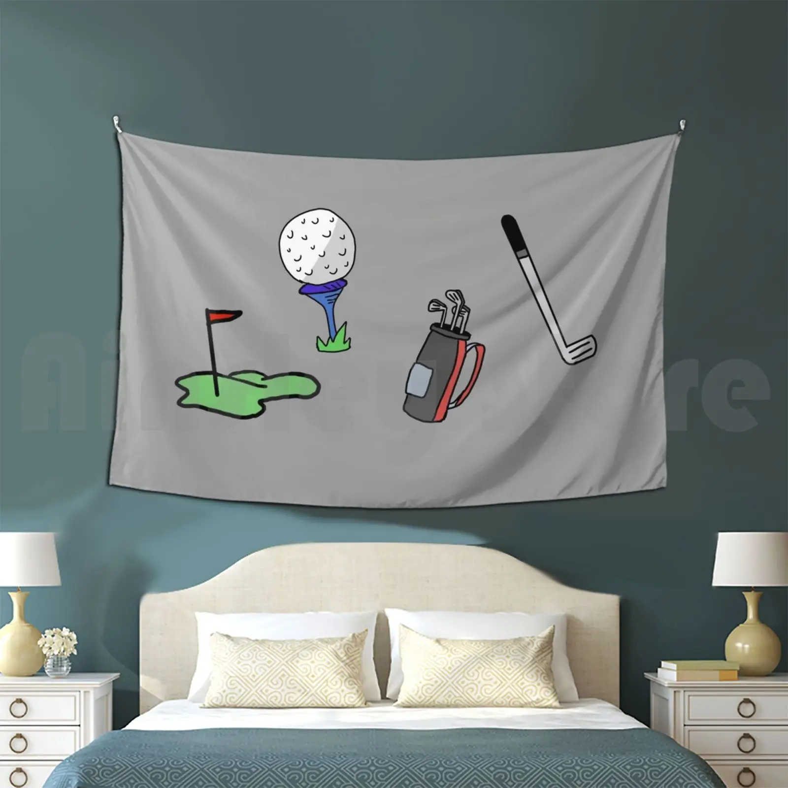 Golf Tapestry Background Wall Hanging Golf Golf Club Ball Golf Ball Golf Hole Morgan Ayn