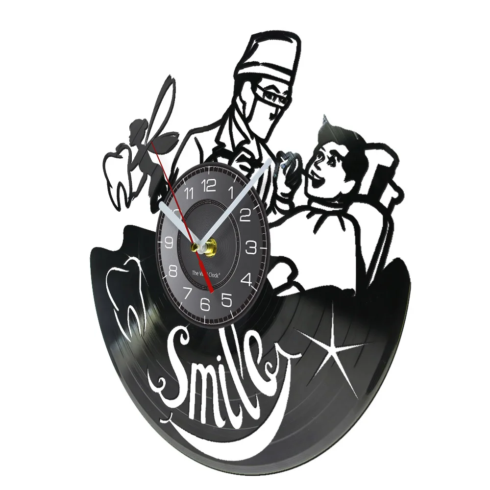 Tooth Smile Angel Fairy Vinyl Record Wall Clock Dental Clinic Retro Office Decor Oral Care Baby Teeth Art Watch Dentist Gift