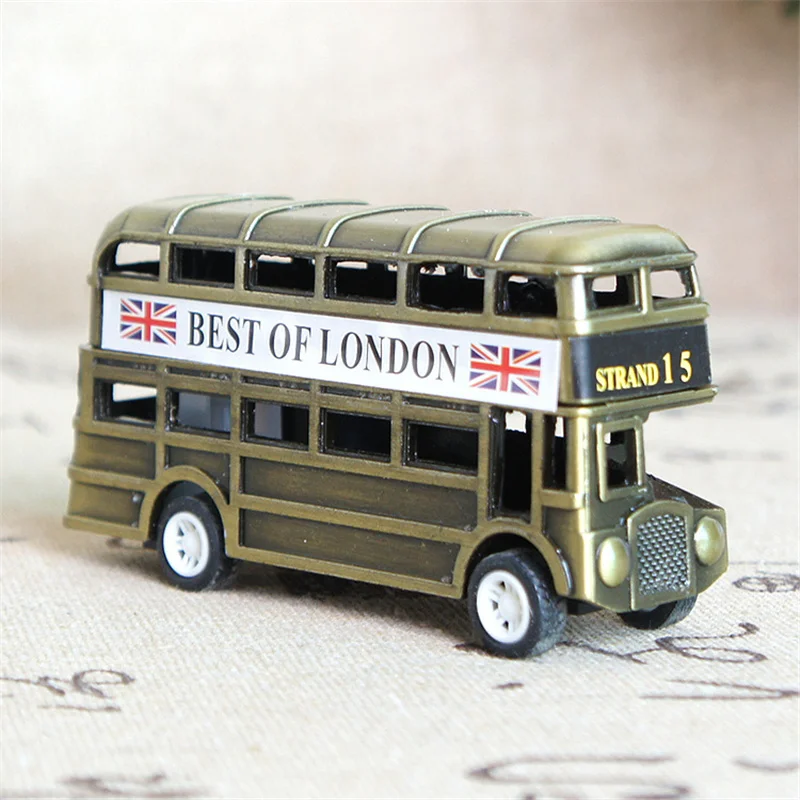 Vintage Design British Europe Bus Car Model Miniature Red Green Pencil Sharpener London Metal Retro Home Decoration Antique