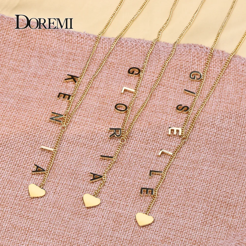 DOREMI A-Z Letters Name necklace Pendant Name Necklace for Women Chain Custom Necklaces Personalized Necklace with Names Initial