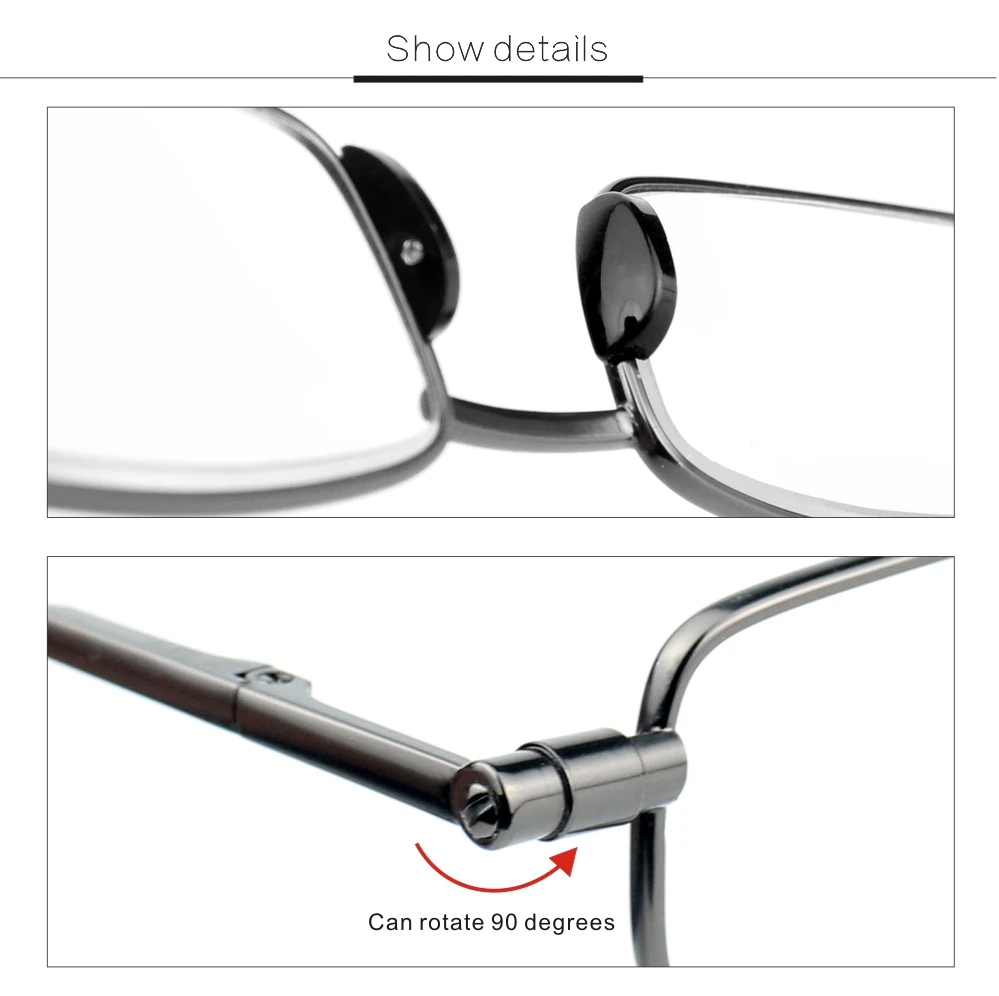 Lesebrille für Herren, Schleudern, Lupen, progressive Damen, faltbar, Vollrand-Rahmenbrille, Presbyopie – Detail 6
