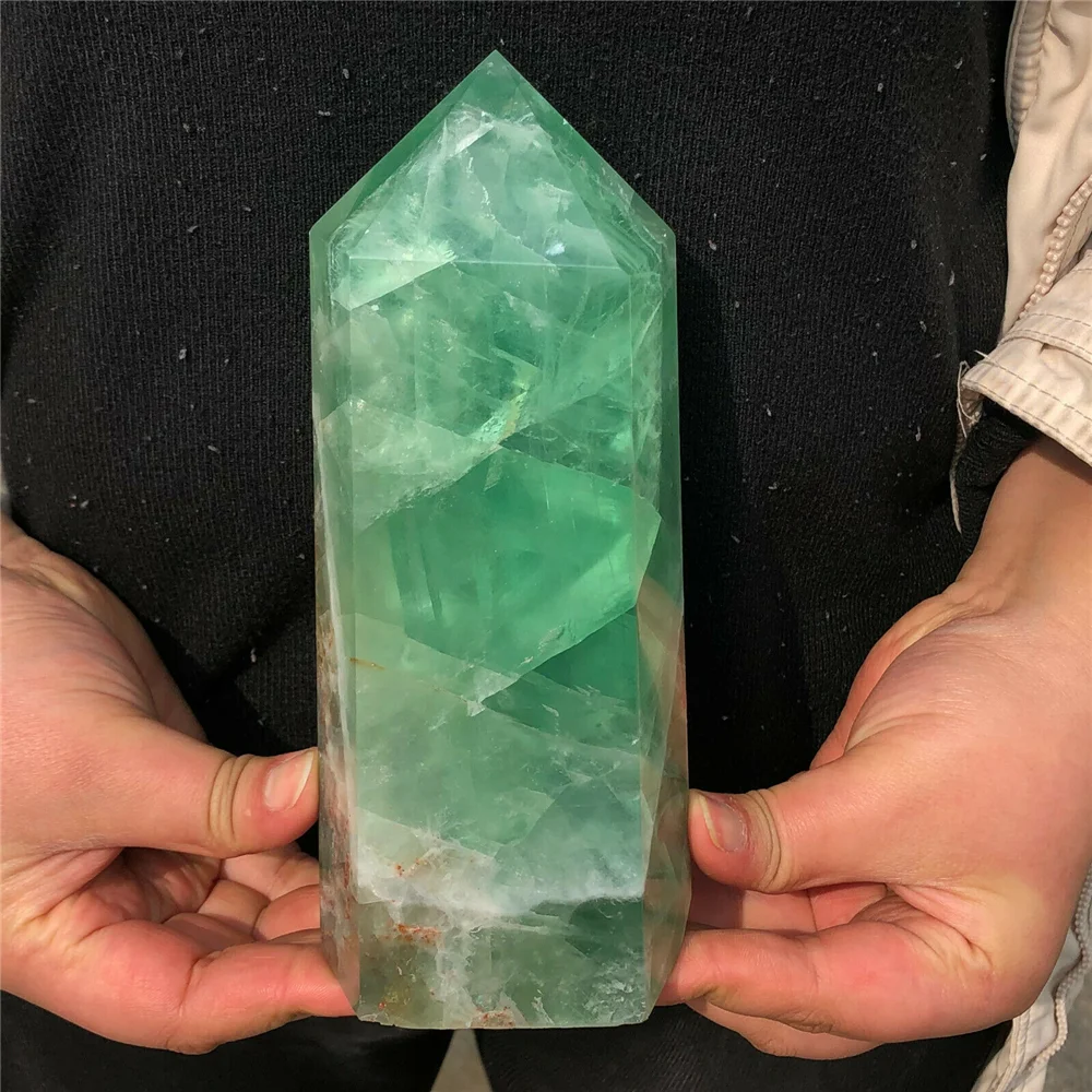 Natural green fluorite quartz crystal Obelisk magic wand healing