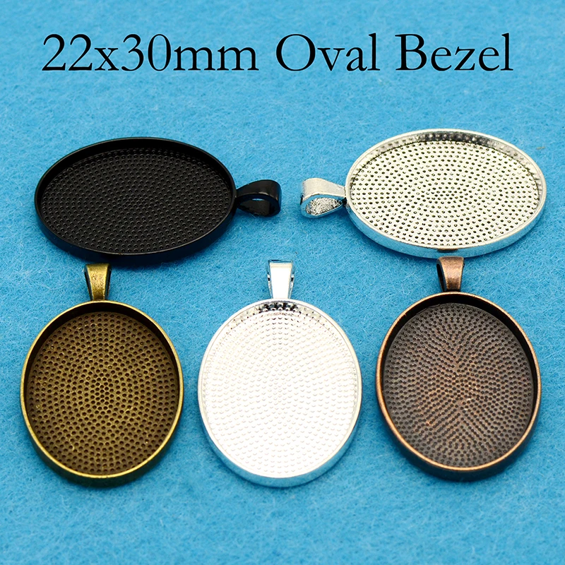 

100 Pcs - 22x30mm Pendant Tray Wholesale Oval Pendant Bezel Blanks Cabochon Setting for Glass or Resin Necklace Making