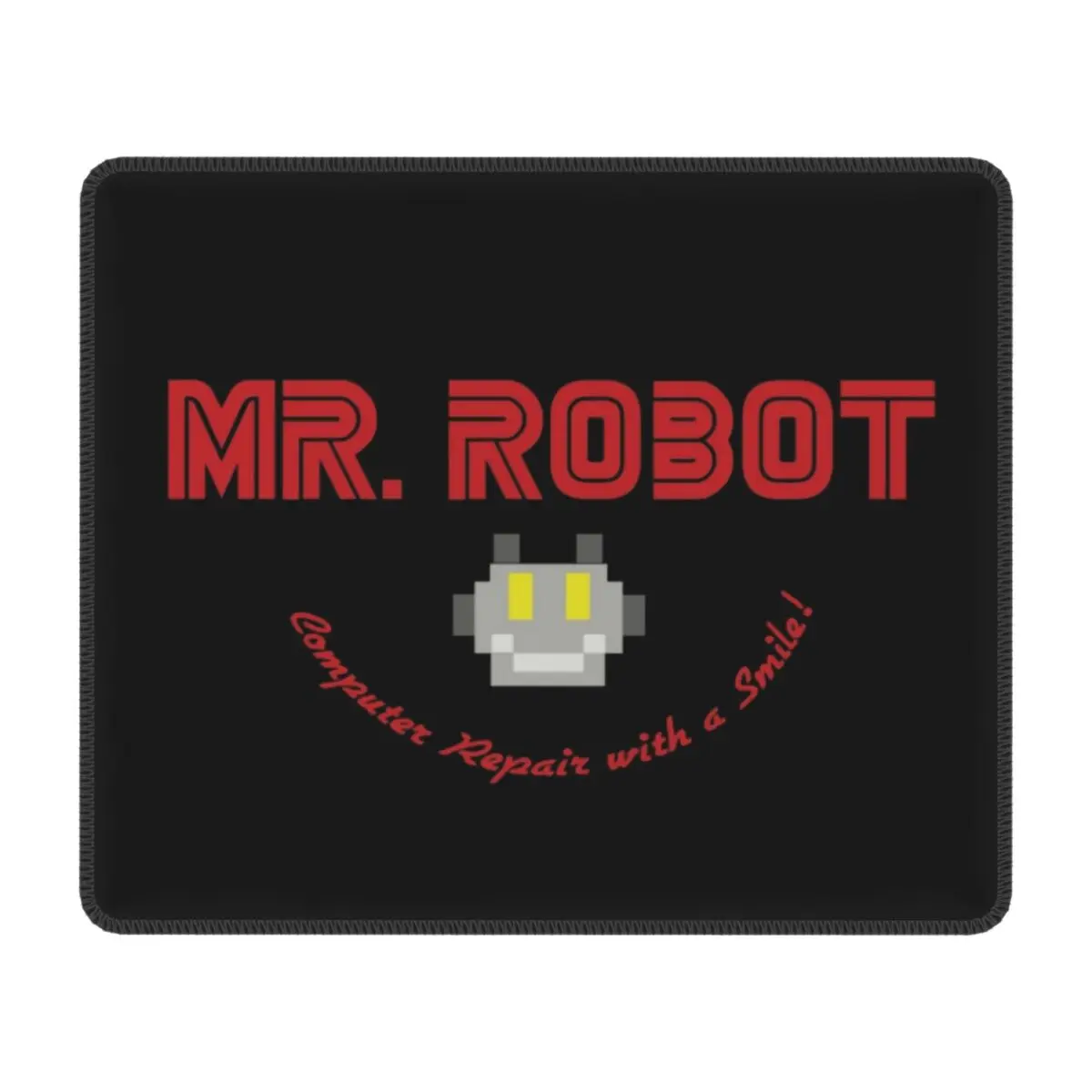 Mr Robot Repair With A Smile Mouse Pad Square Non-Slip Rubber Mousepad Hacker Programmer Code Gamer Laptop Computer Desk Mat