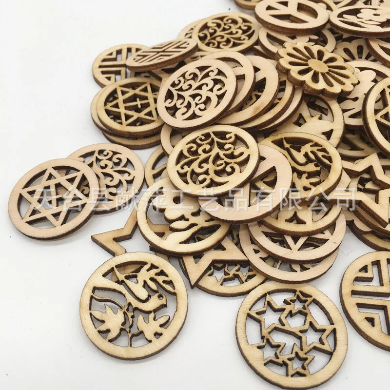 20pcs  Wood Laser Cut Embellishment Hollow Out Wooden Flower Shape Wood Discs Unfinished Wood Cutout for Arts Crafts Decorations