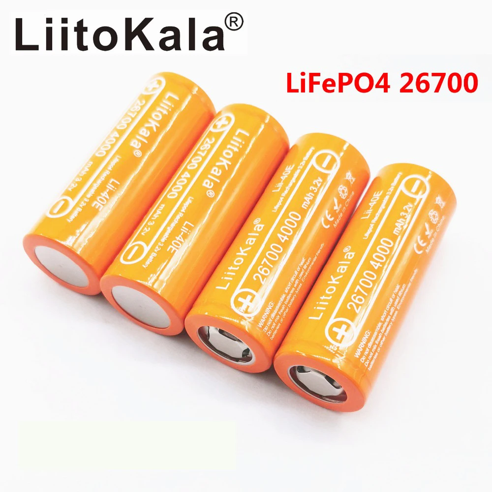 LiitoKala 3.2V  Lifepo4  Lii-40E  26700 4000mAh Rechargeable Battery for light solar warning light microphones