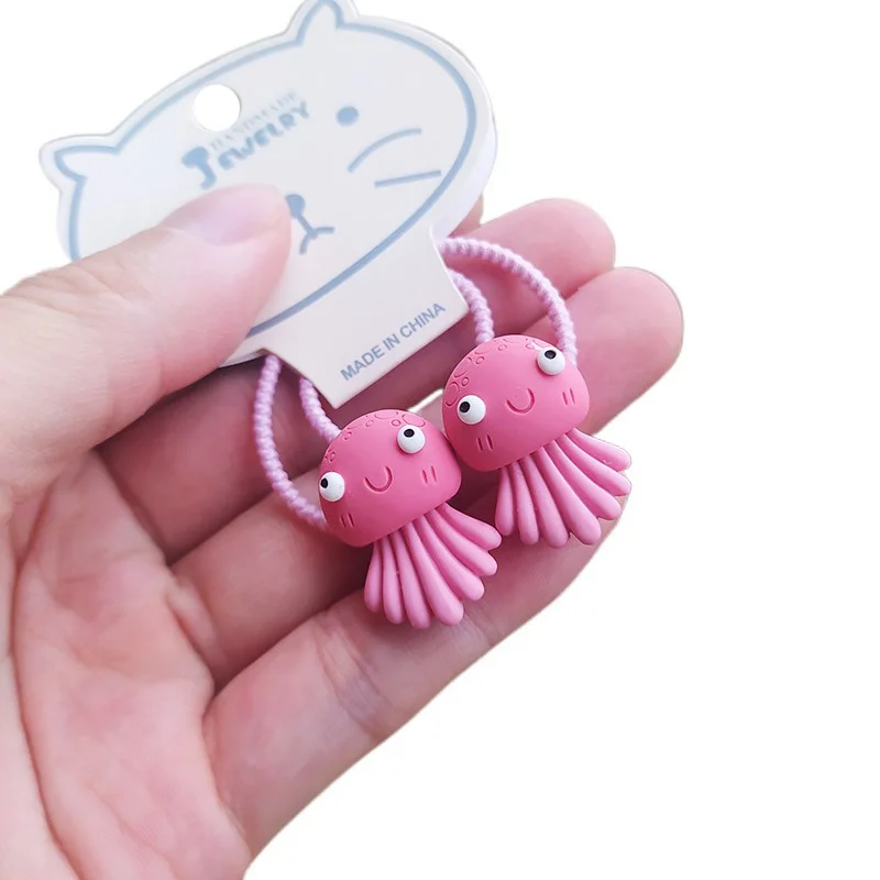 2PCS Seahorse Octopus Princess Headwear Kids Cute Elastic Hair Bands Children Hair Ties Ropes Girls Accessories Baby Headdress