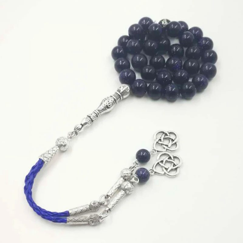 

Blue SandStone tasbih man's prayer beads gfit For Eid 33 66 99 Paryer beads Muslim misbaha luxurious Man's bracelet