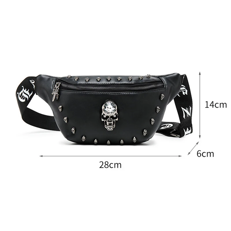 Männer Punk Taille Tasche Gürtel Tasche Mode Schädel Muster Fanny Pack Hüfte Packs Multifunktions Outdoor Männlichen Taille Pack Umhängetaschen