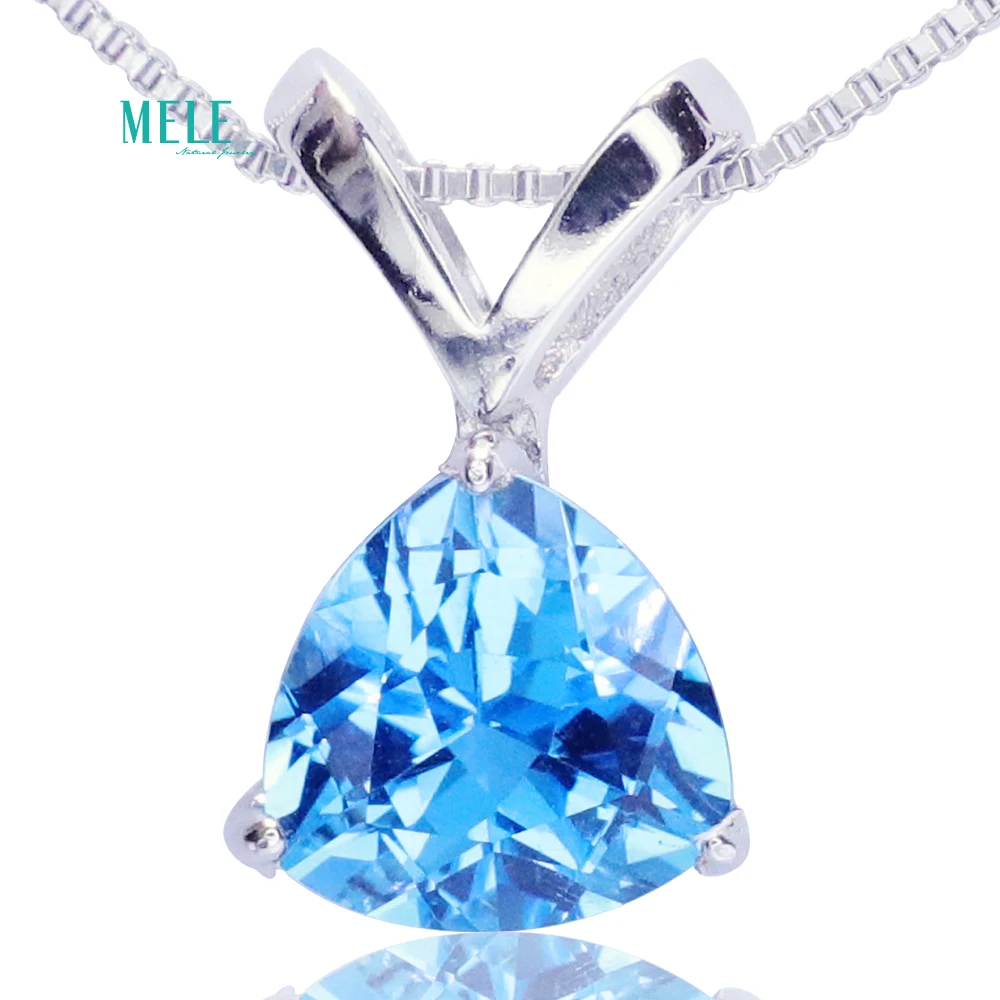 

Natural Blue Topaz pendant necklaces pendants pendant drop ornaments Triangle 9mm