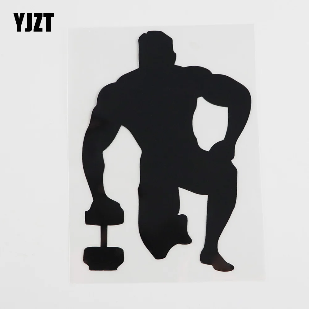 YJZT 9.9CMX14.1CM  Bodybuilding Sports Gym Fitness Vinyl Car Sticker Black/Silver 8A-0381