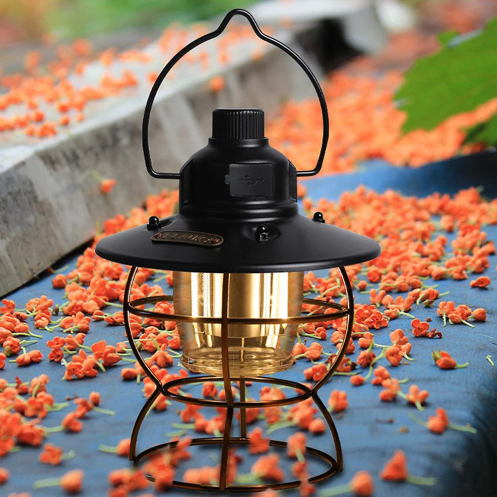 

Flame Light Vintage Lantern USB Rechargeable Retro Lanterns Antique Metal Hanging Lantern Camping Light for Indoor Outdoor Usage